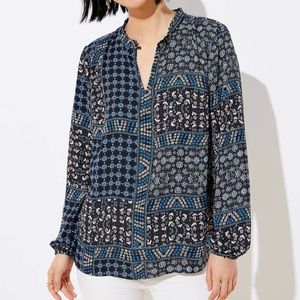 2/$15! Patchwork Blouse with Peplum Back